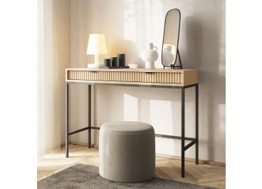 Ripple Dressing Table Beige Oak Vanity Unit with Fluted Drawers