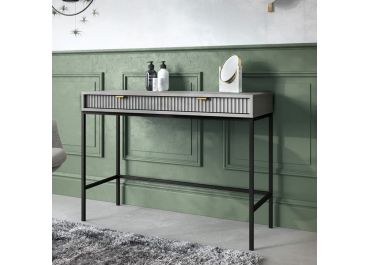 Ripple Dressing Table Grey Vanity Unit with Fluted Drawers