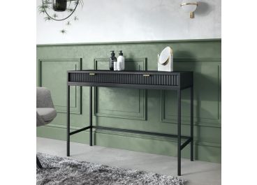 Ripple Dressing Table Black Vanity Unit with Fluted Drawers