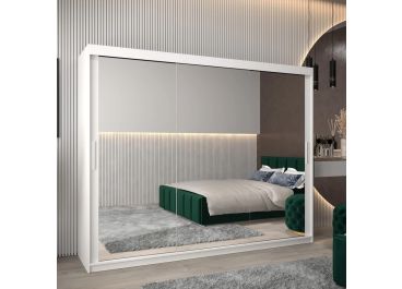 Soho 3 door Mirrored Sliding Wardrobe with Drawers 250cm White