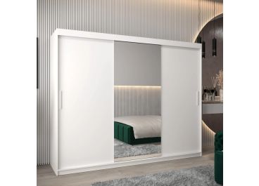 Soho 3 door Sliding Wardrobe with Mirror + Drawers 250cm White