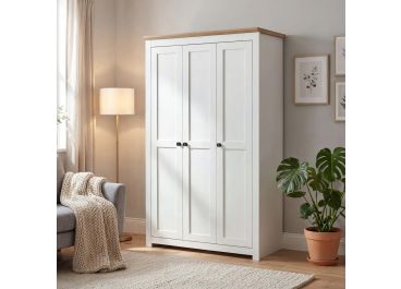 Oxford Shaker 3 Door Wardrobe White 120cm