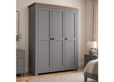 Oxford Shaker 3 Door Wardrobe Graphite Grey 120cm