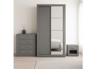 PETRA wardrobe bedroom set 150cm - Grey Matt