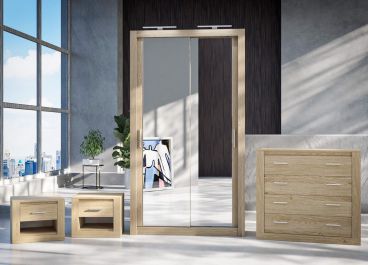 Petra Bedroom Furniture Set Oak +  Sliding Wardrobe 120cm