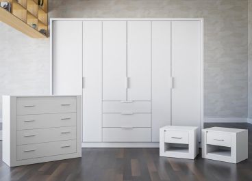 MONTREAL Bedroom Furniture Set Matt White with 255cm Wardrobe