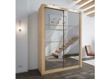 Petra 2 Door Sliding Wardrobe Mirrored Oak 150cm