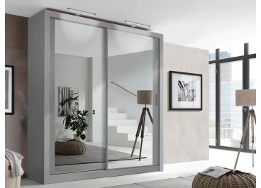 Petra Sliding Mirror Wardrobe Grey 200cm
