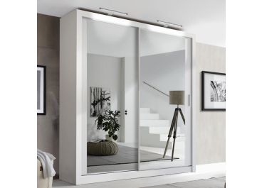 Petra Sliding Mirrored Wardrobe White 203cm