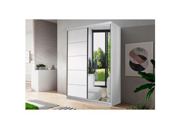 Paris Sliding Door Wardrobe 120cm in White Matt White