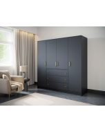Duke Wardrobe with Drawers Black & Gold 200cm