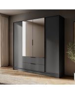 Infinity Hinged 4 Door Wardrobe 206cm | Graphite Grey
