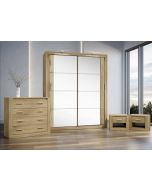 Petra Bedroom Furniture Set Oak + Sliding Wardrobe 180cm