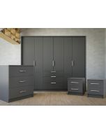 MONTREAL Bedroom Furniture Set Matt Graphite Grey with 255cm Wardrobe