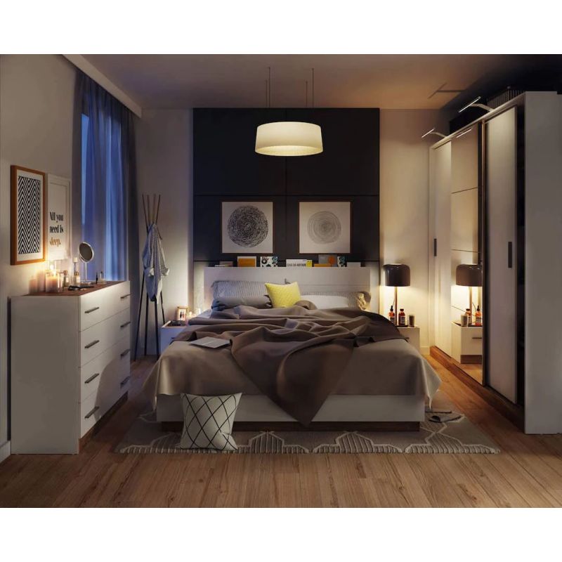 Oxford Bedroom Furniture Set + Sliding Wardrobe 220cm
