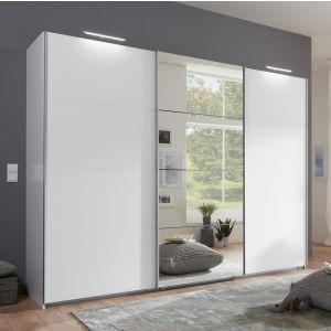 Elegate Sliding Wardrobe White + Mirror 3 Door | 270cm
