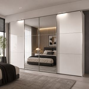 Galactic Sliding Door Wardrobe Matt White | 4 Door | 350cm