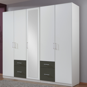 Mighty 5 Door 4 Drawer Mirror Wardrobe