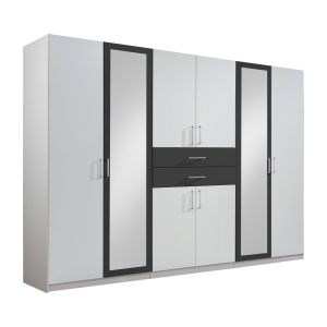 Hauch White & Graphite Wardrobe 6 door 270cm