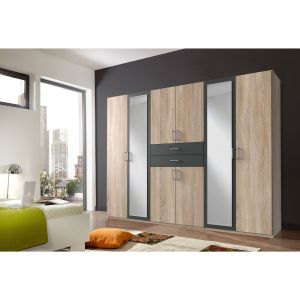 Hauch Wardrobe Oak & Graphite Grey 6 Door 270cm