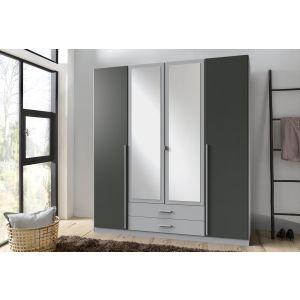 Convex Wardrobe with Drawers Grey 4 Door | 180cm
