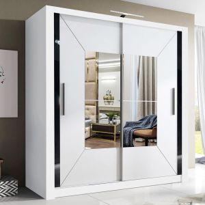 Viking Sliding Wardrobe 2 Door White Mirrored