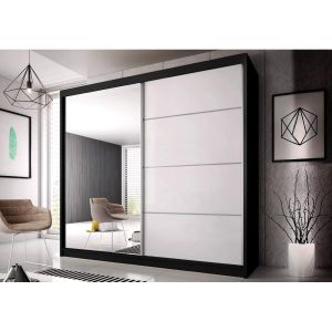 Mammoth Mirrored Sliding Wardrobe  in Matt White, Black, Oak  | 2 Door - 233cm Wide