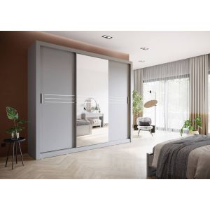 Divide Sliding Wardrobe with Drawers in Grey| 3 Door - 250cm Wide