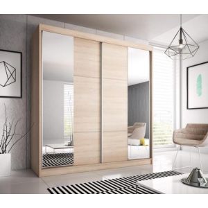 Mammoth Mirrored Sliding Wardrobe  in Matt White, Black, Oak  | 2 Door - 233cm Wide