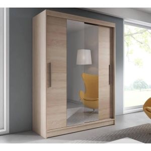 Hanna Mirrored Sliding Wardrobe in Oak | 2 Door - 150cm Wide