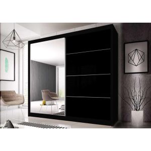 Mammoth Mirrored Sliding Wardrobe in Matt White, Black, Oak | 2 Door - 203cm Wide