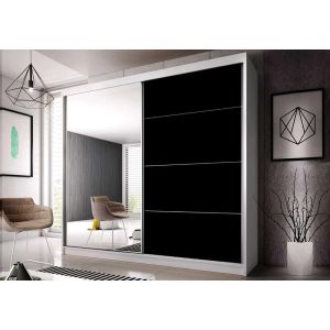 Mammoth Mirrored Sliding Wardrobe in Matt White, Black, Oak  | 2 Door - 233cm Wide