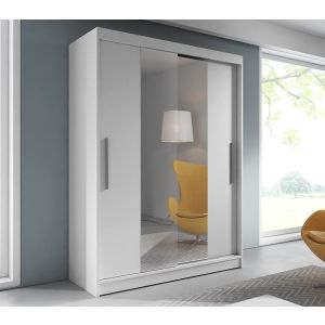 Hanna Mirrored Sliding Wardrobe in Matt White | 2 Door - 150cm Wide