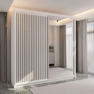 Velar Sliding Mirror Wardrobe White 2 Door 150/203cm