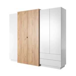 Toronto White & Oak Wardrobe with Drawers | 4 Door 230cm