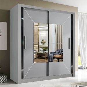 Viking Sliding Wardrobe 2 Door Grey Mirrored