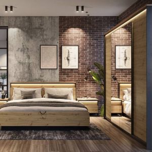 Sweden Oak LED Bedroom Furniture Set + Wardrobe