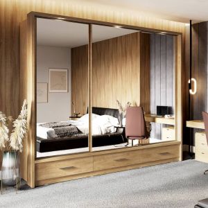Vision Oak Bedroom Set | 250cm Sliding Door Wardrobe