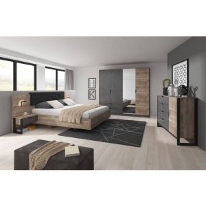 Farmhouse Bedroom Furniture Set Rustic Oak & Grey