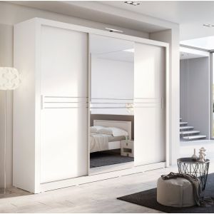 Divide Sliding Wardrobe with Drawers in White | 3 Door - 250cm Wide
