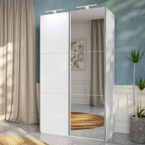 RIGA White Sliding Door Wardrobe with Mirror