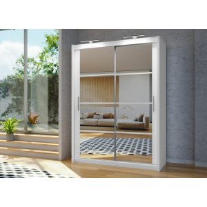 Matrix White Sliding Wardrobe 2 Door Mirrored 160cm/203cm