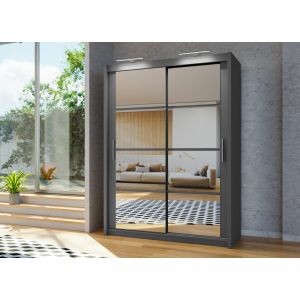 Matrix Grey Sliding Wardrobe 2 Door Mirrored 160cm/203cm