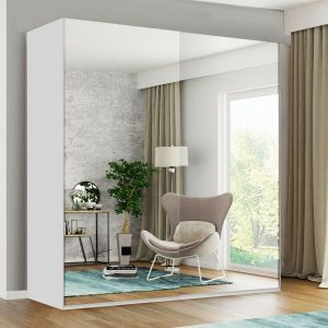Ocean 2 Door Full Mirrored Sliding Wardrobe - White, Black, Grey, Oak