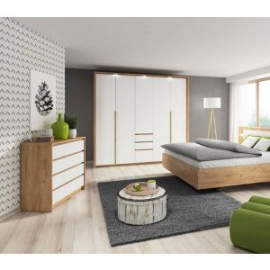 Geneva Bedroom Set in Matt White & Oak