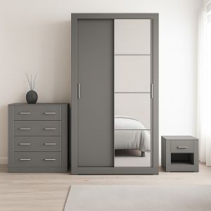 PETRA wardrobe bedroom set 120cm - Grey Matt