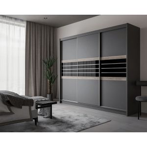 Malibu Sliding Wardrobe Lava Grey 250cm