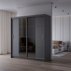 Prada Grey Sliding Door Wardrobe with Tinted Glass 203cm