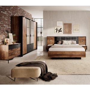 London Chestnut Oak & Anthracite Bedroom Furniture Set