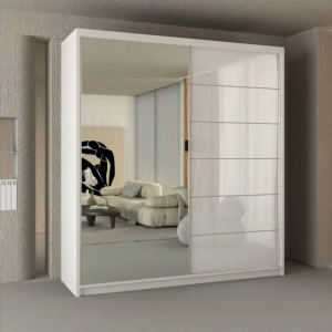 Serenity White Sliding Wardrobe with Mirror & Gloss Door